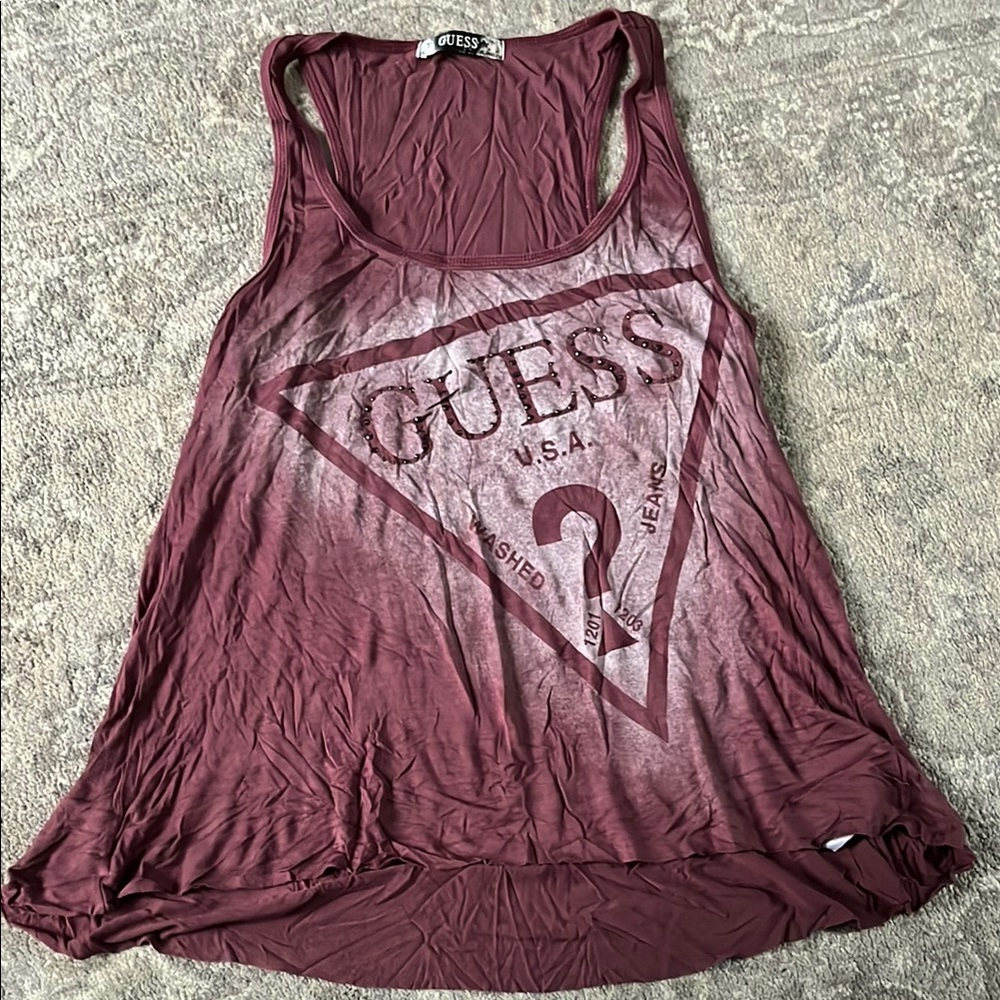 GUESS Women's Burgundy Tank Top